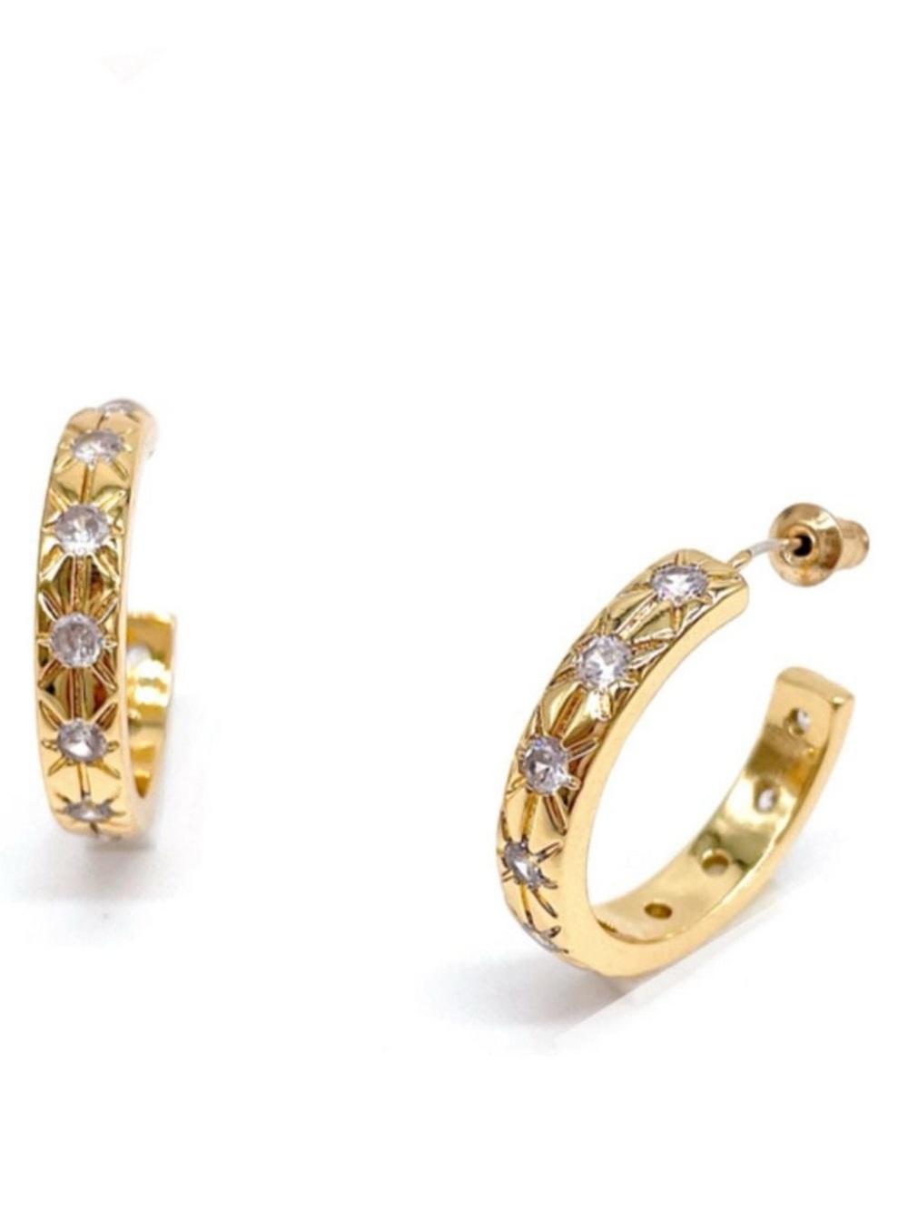 Golden Colored Brass Hoop Loop Pierce Earrings